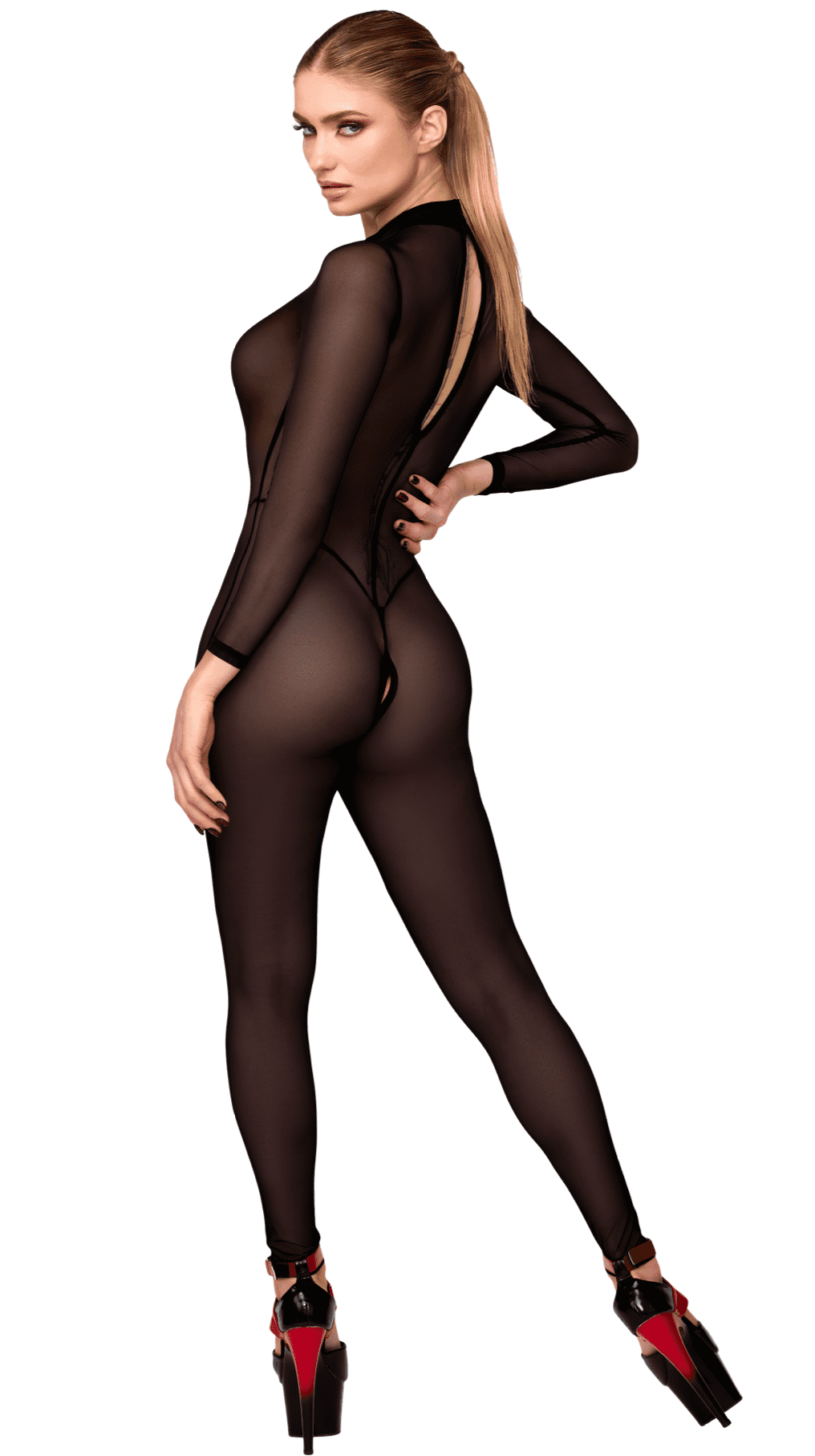 F387 Catsuit transparent noir - Noir Handmade