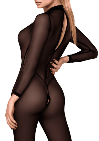 F387 Catsuit transparent noir - Noir Handmade