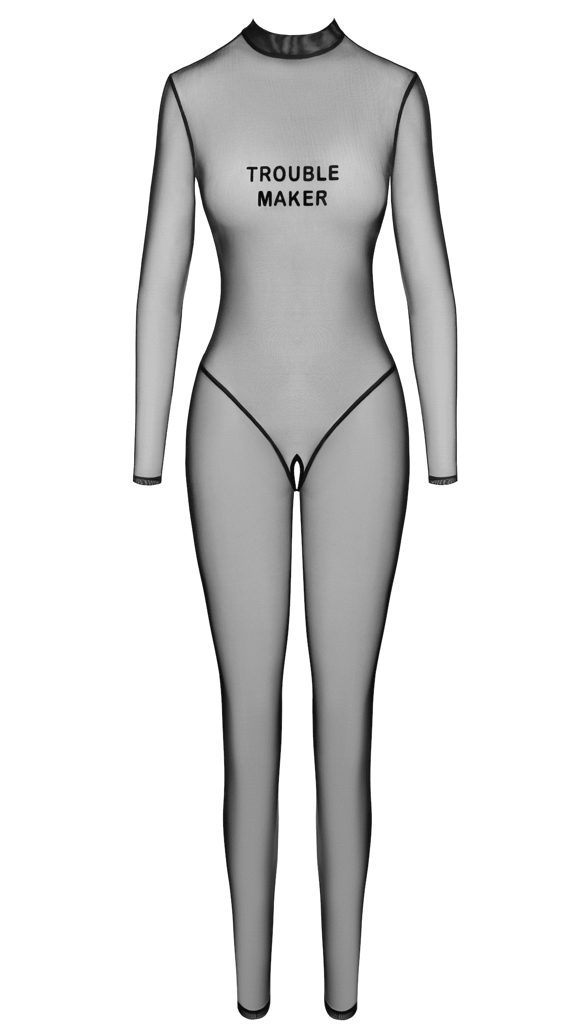 F387 Catsuit transparent noir - Noir Handmade