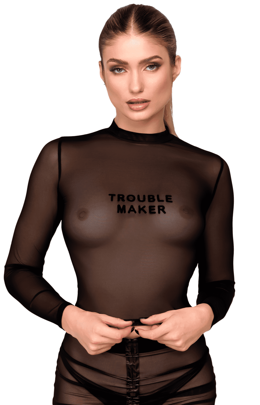 F389 Top transparent noir - Noir Hadmade