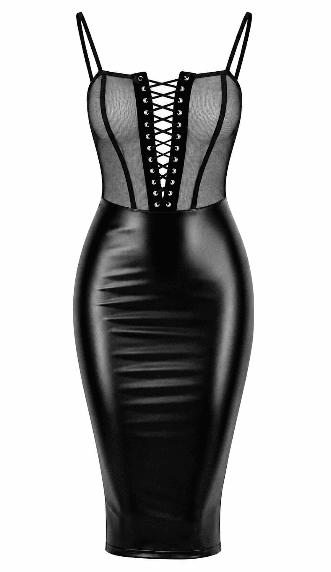 F408 Do Not Disturb robe midi à laçage - Noir Handmade