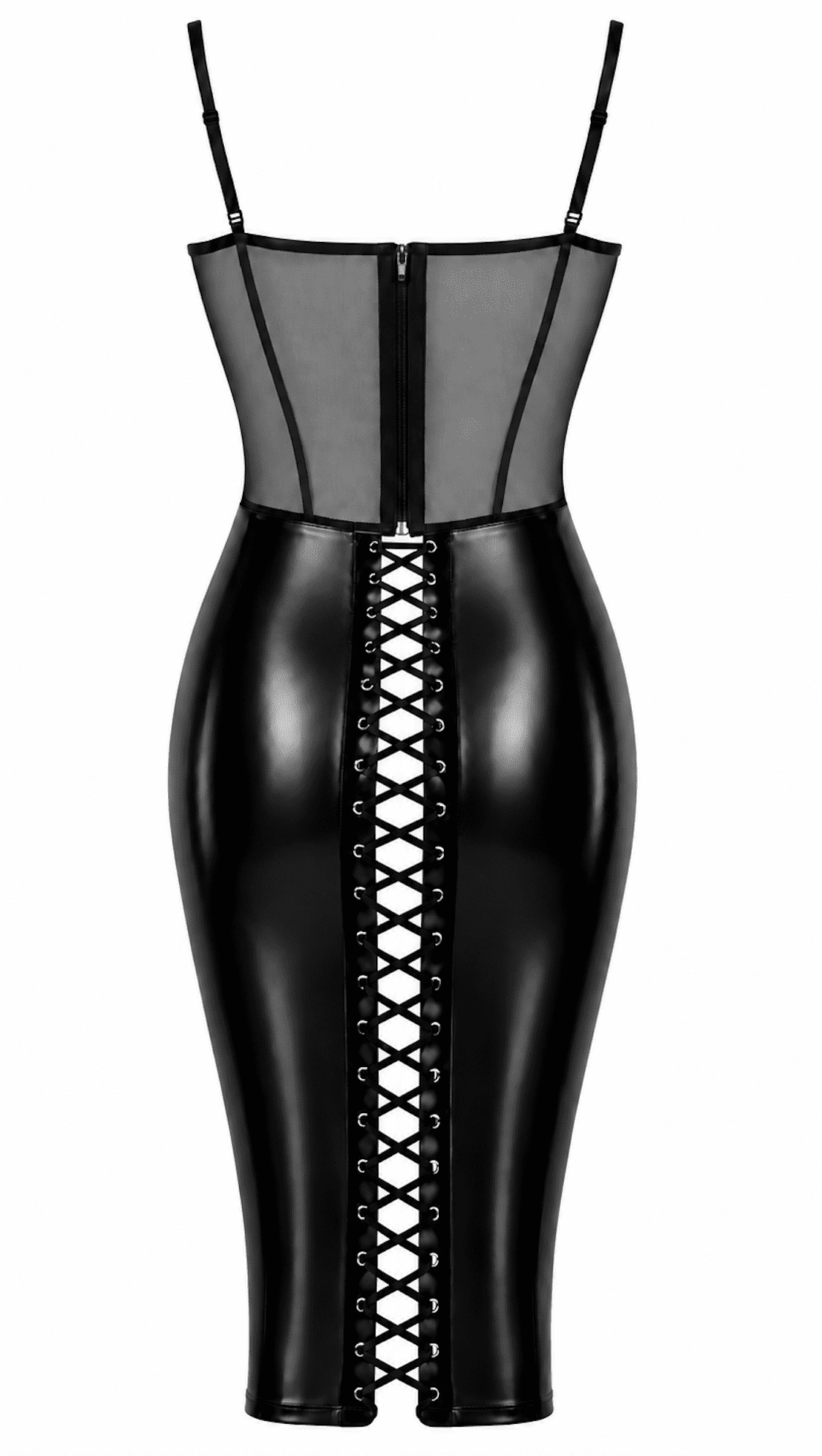 F408 Do Not Disturb robe midi à laçage - Noir Handmade