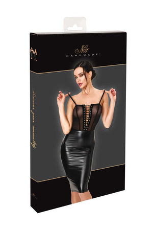 F408 Do Not Disturb robe midi à laçage - Noir Handmade