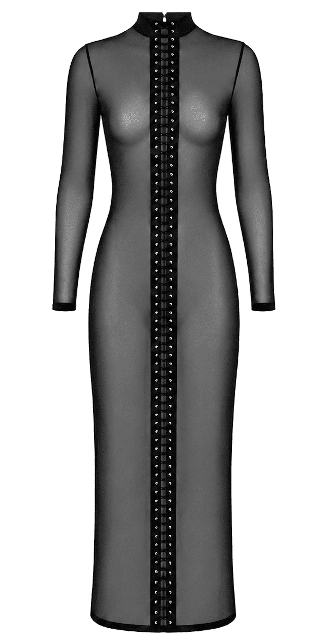 F410 Do Not Disturb robe longue à laçage - Noir Handmade