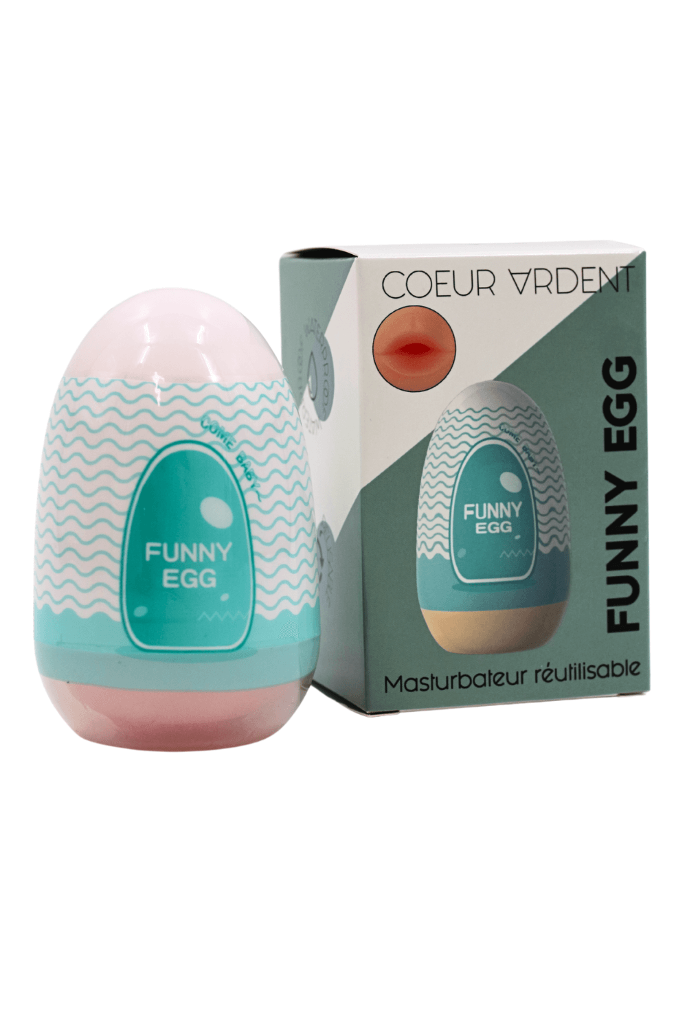 Gaine Masturbatrice Réutilisable FUNNY EGG – Design Réaliste Bouche - Coeur Ardent