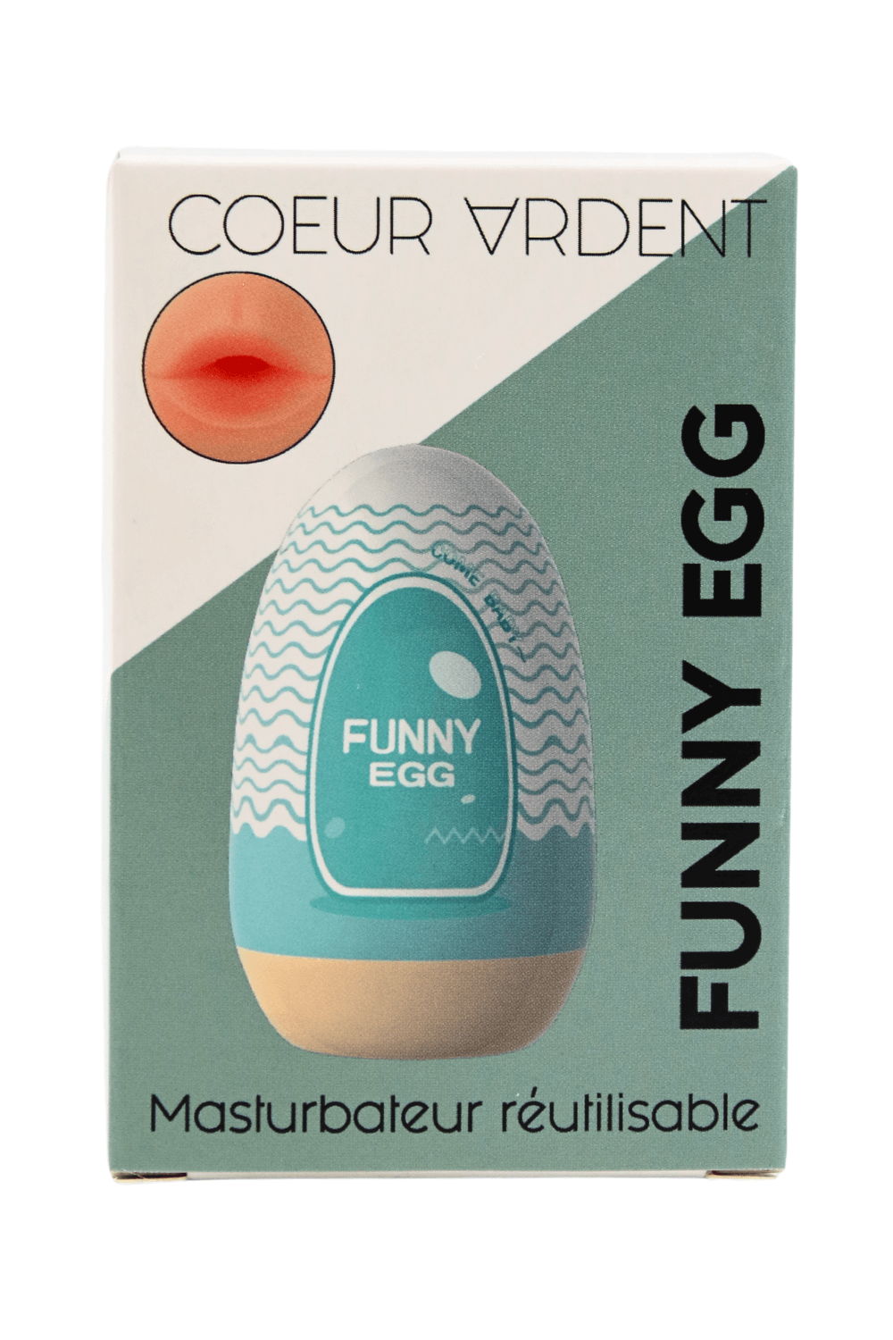 Gaine Masturbatrice Réutilisable FUNNY EGG – Design Réaliste Bouche - Coeur Ardent