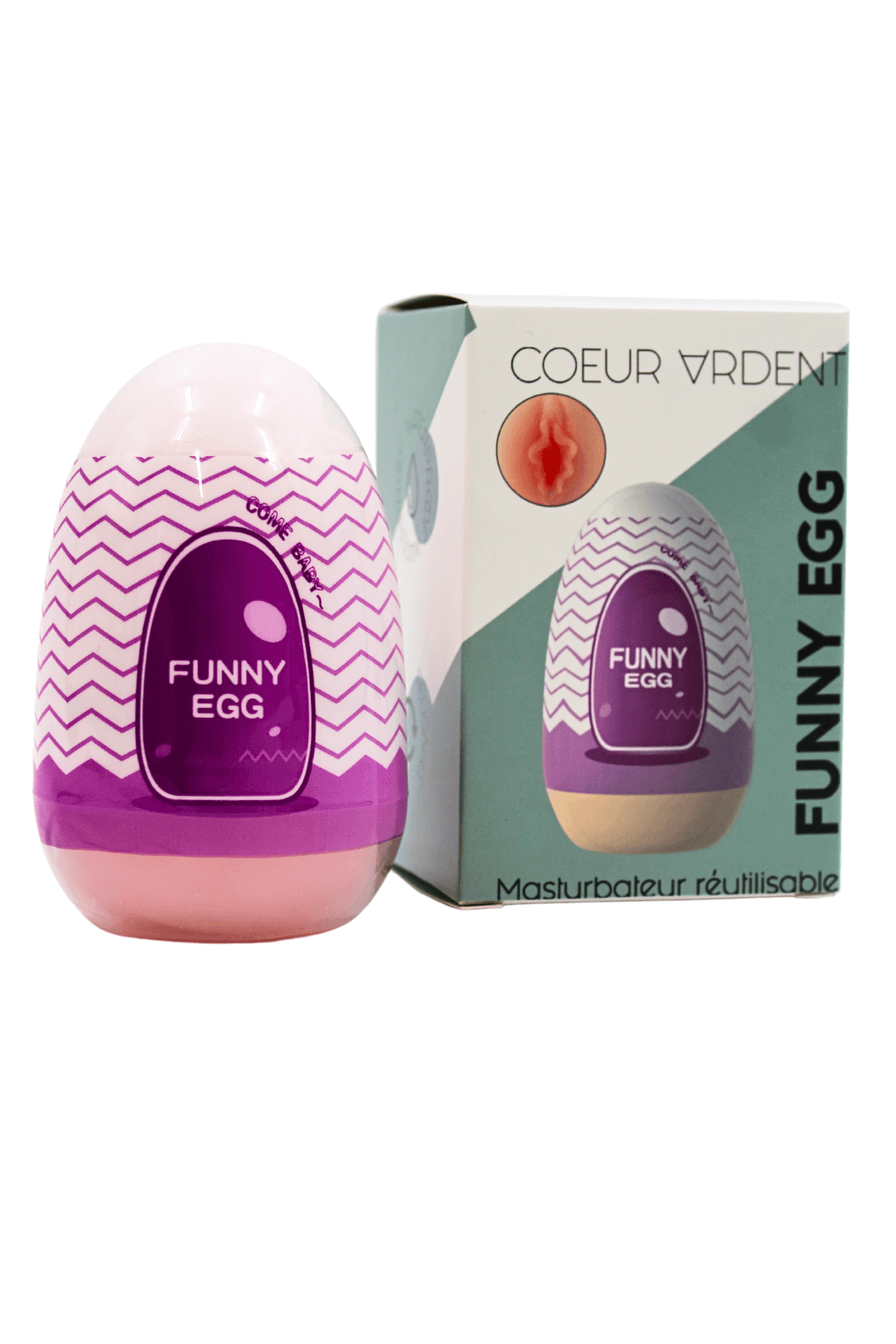 Gaine Masturbatrice Réutilisable FUNNY EGG – Design Réaliste Vagin lèvres charnus - Coeur Ardent