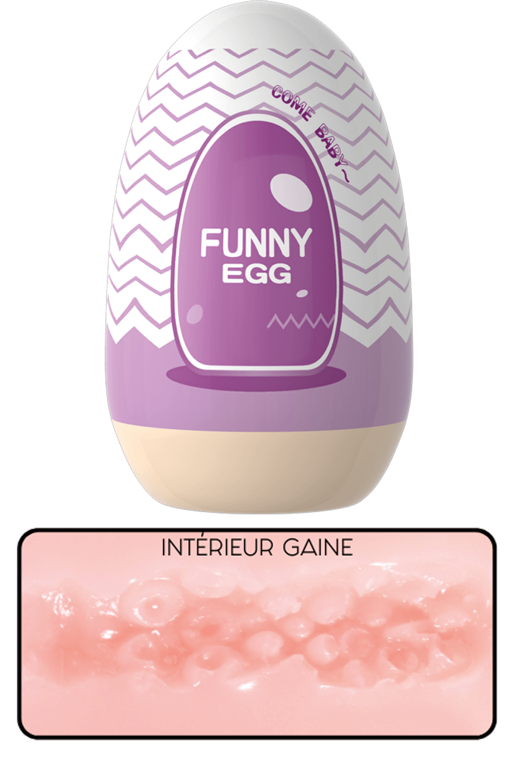 Gaine Masturbatrice Réutilisable FUNNY EGG – Design Réaliste Vagin lèvres charnus - Coeur Ardent