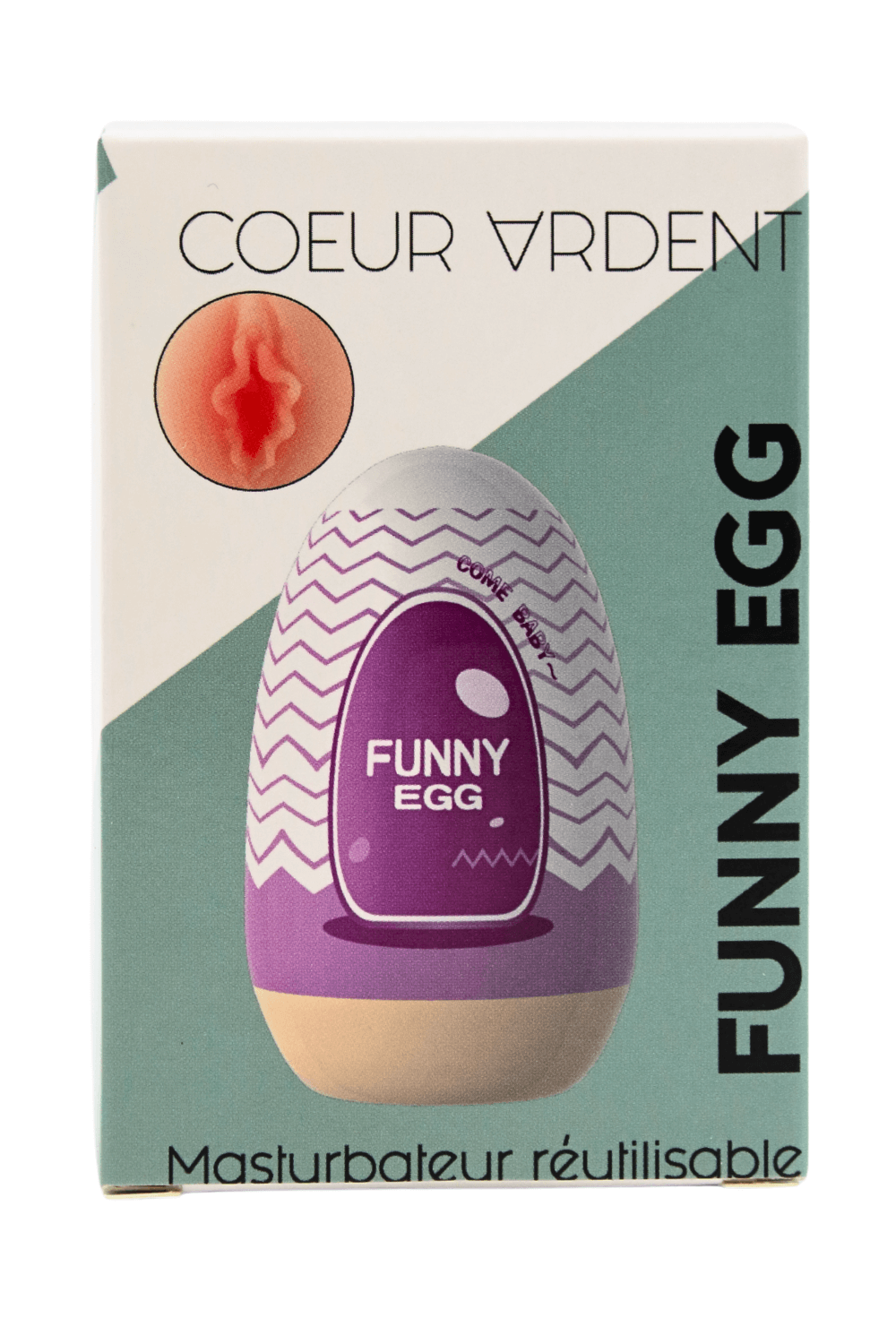 Gaine Masturbatrice Réutilisable FUNNY EGG – Design Réaliste Vagin lèvres charnus - Coeur Ardent