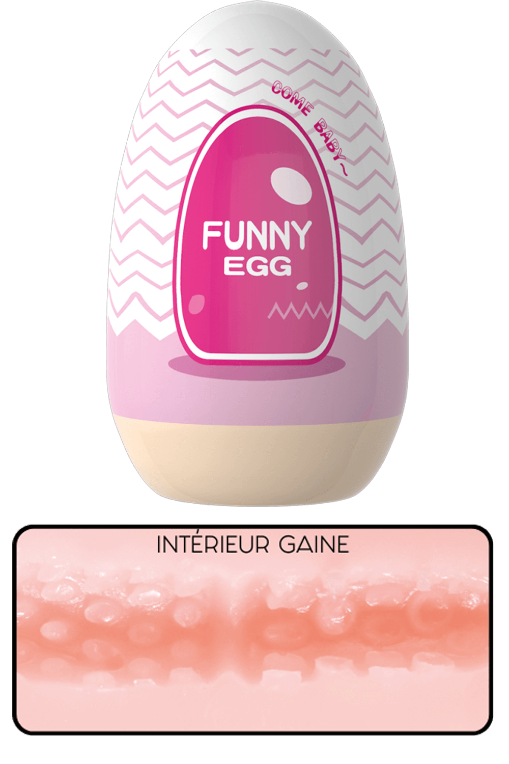 Gaine Masturbatrice Réutilisable FUNNY EGG – Design Réaliste Vagin lèvres épaisses - Coeur Ardent