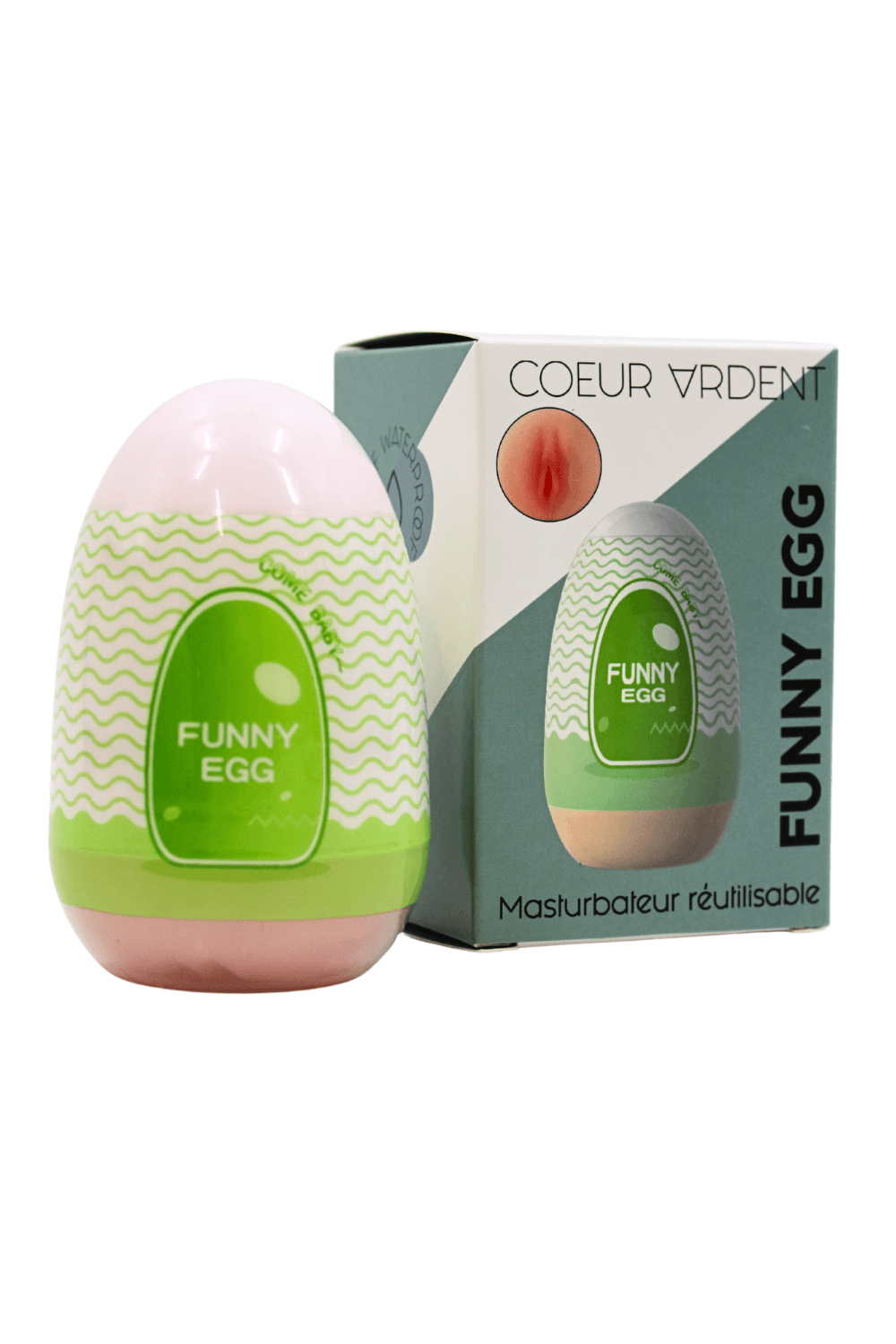Gaine Masturbatrice Réutilisable FUNNY EGG – Design Réaliste Vagin lèvres fines - Coeur Ardent