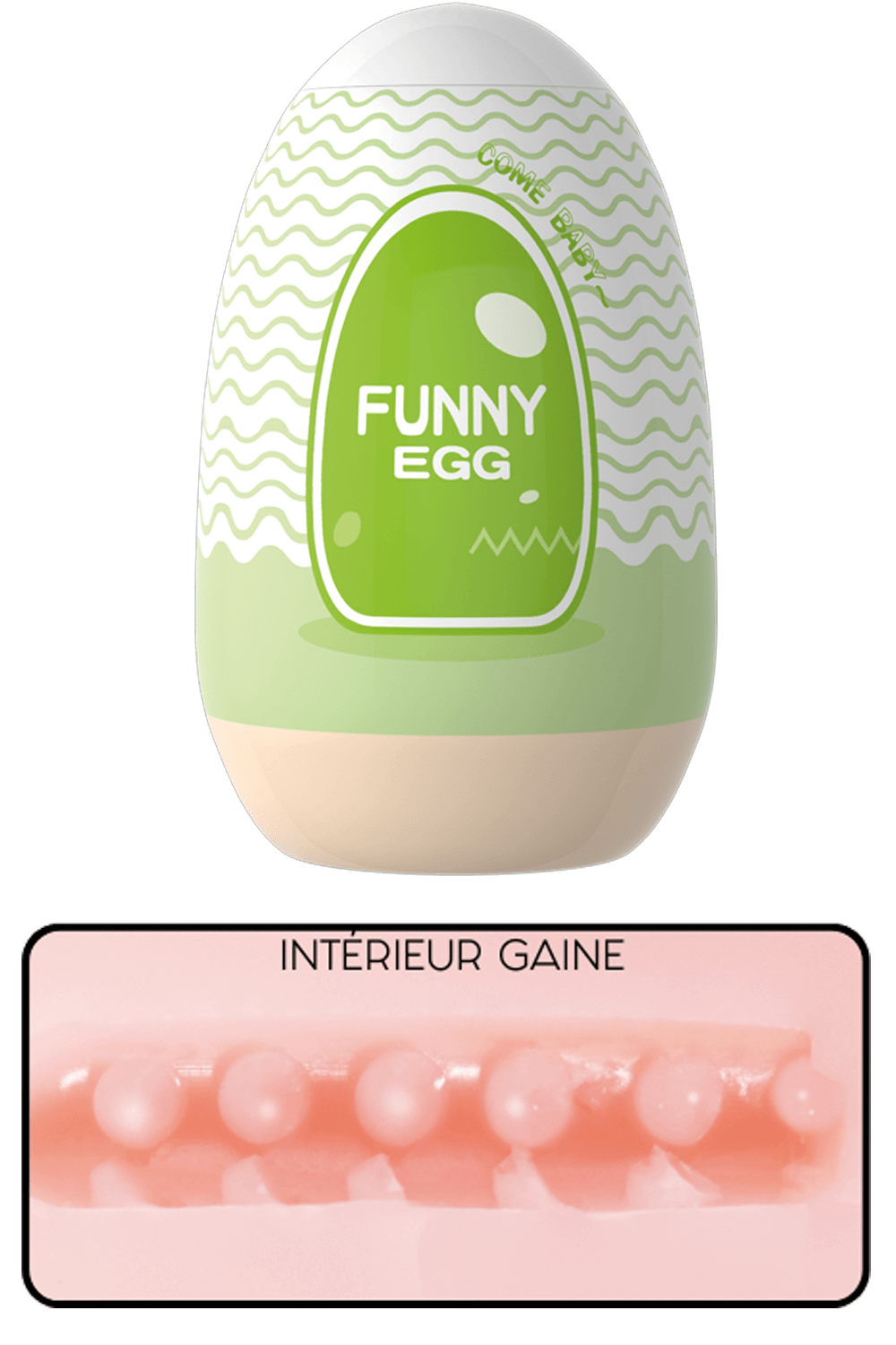 Gaine Masturbatrice Réutilisable FUNNY EGG – Design Réaliste Vagin lèvres fines - Coeur Ardent