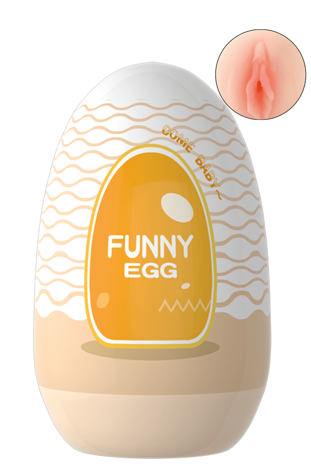 Gaine Masturbatrice Réutilisable FUNNY EGG – Design Réaliste Vagin lèvres moyennes - Coeur Ardent
