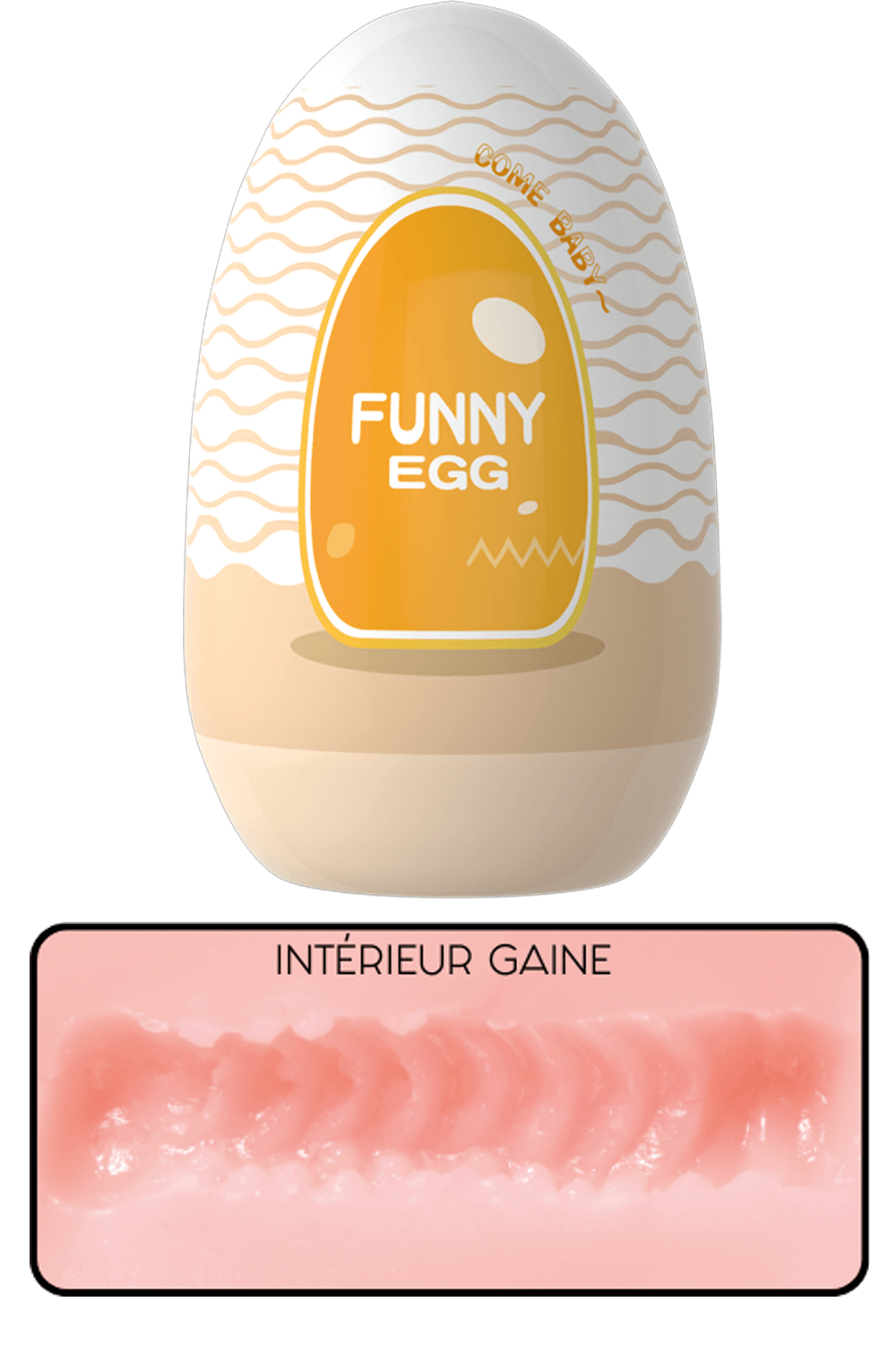 Gaine Masturbatrice Réutilisable FUNNY EGG – Design Réaliste Vagin lèvres moyennes - Coeur Ardent