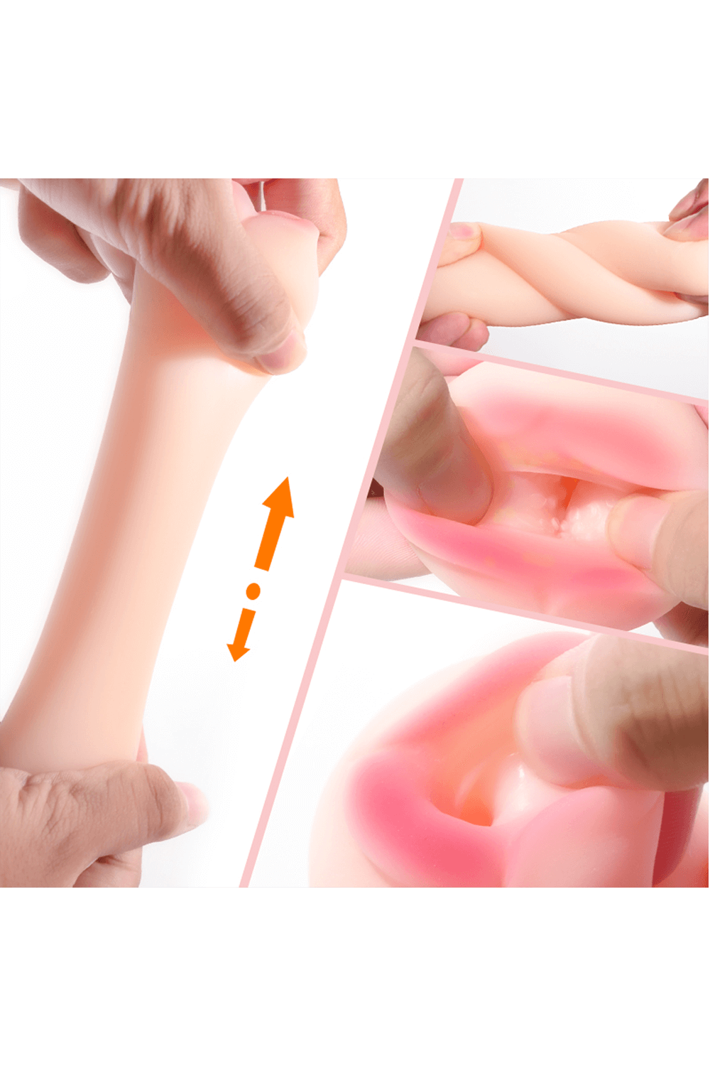 Gaine Masturbatrice Réutilisable FUNNY EGG – Design Réaliste Vagin lèvres moyennes - Coeur Ardent