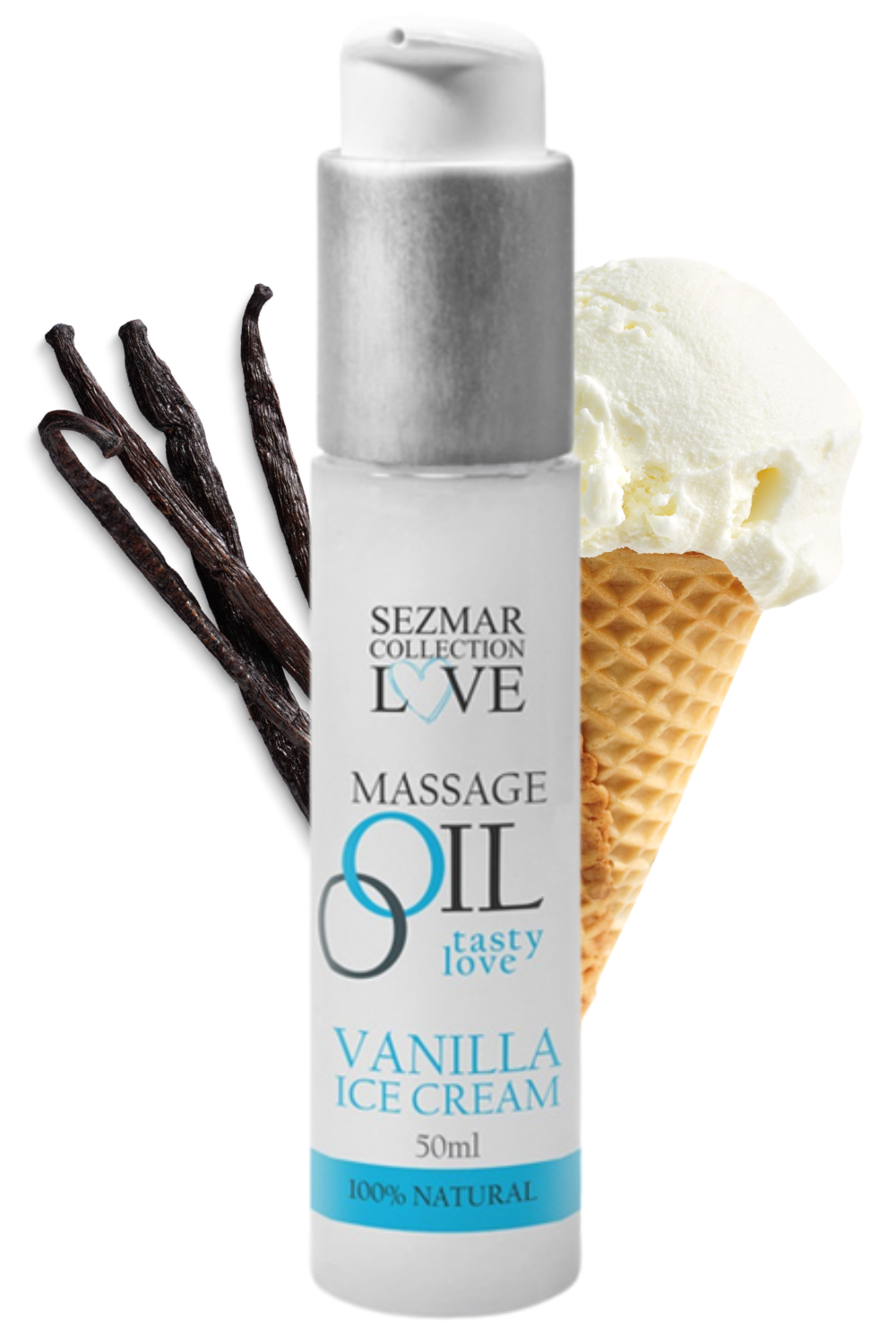 Huile de massage comestible Vanille glacée 50ml - Sezmar