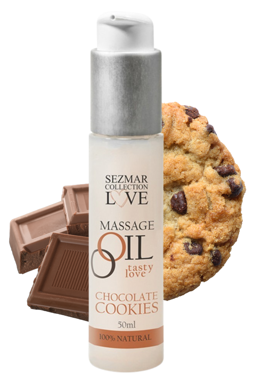 Huile de massage comestible cookie chocolat 50ml - Sezmar