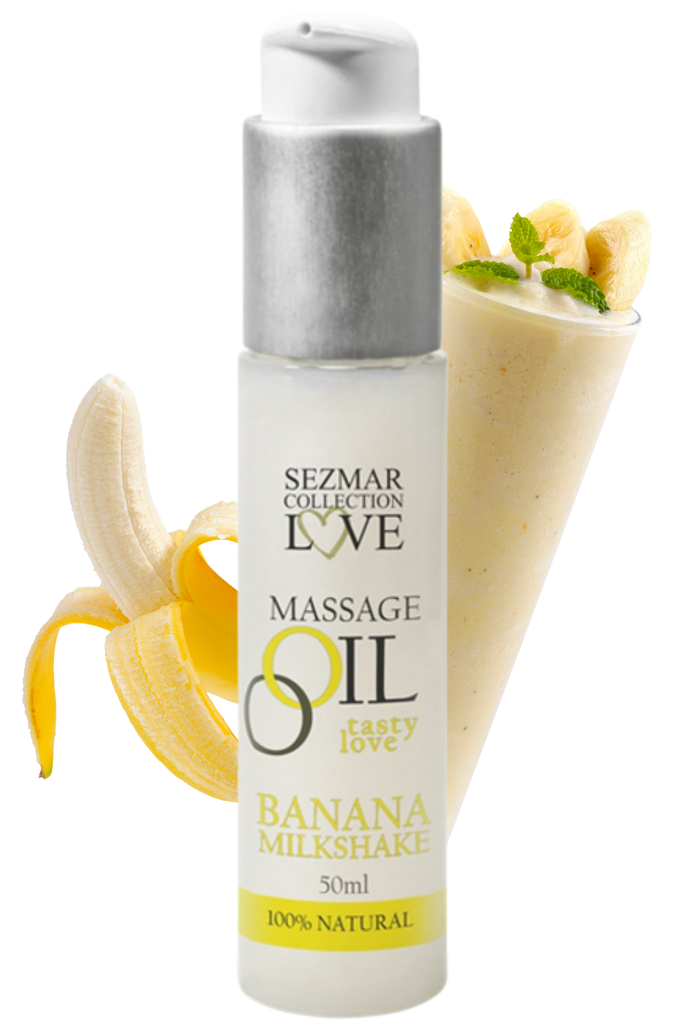 Huile de massage comestible milkshake banane 50ml - Sezmar