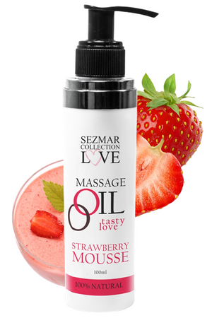 Huile de massage comestible mousse de fraise 100ml 100% naturelle - Sezmar