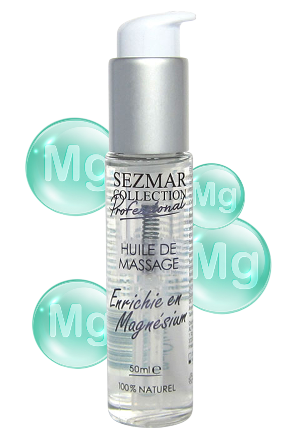 Huile de massage professionnelle Enrichie en Magnésium 100% naturelle 50 ml - Sezmar