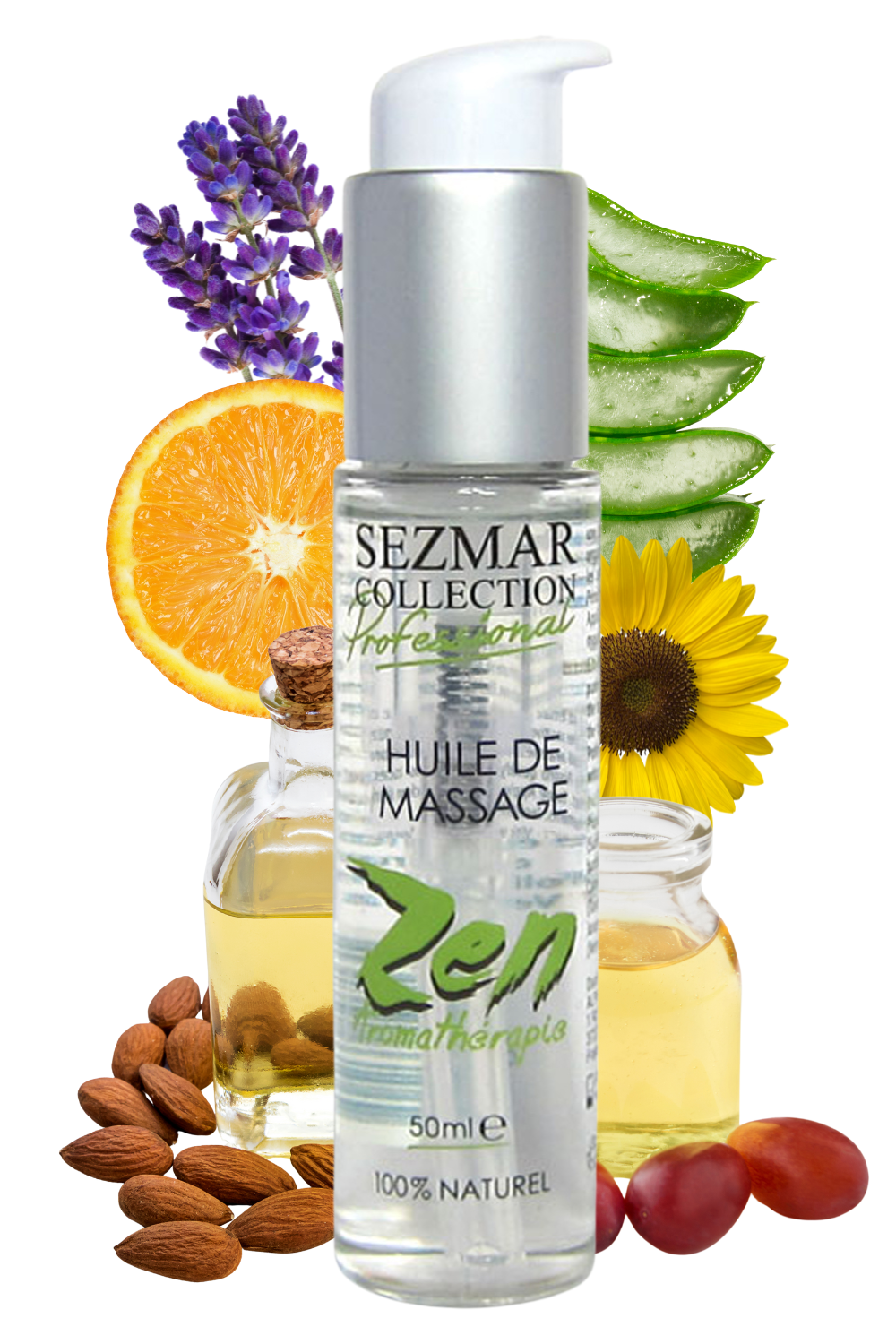 Huile de massage professionnelle ZEN 100% naturelle 50 ml - Sezmar