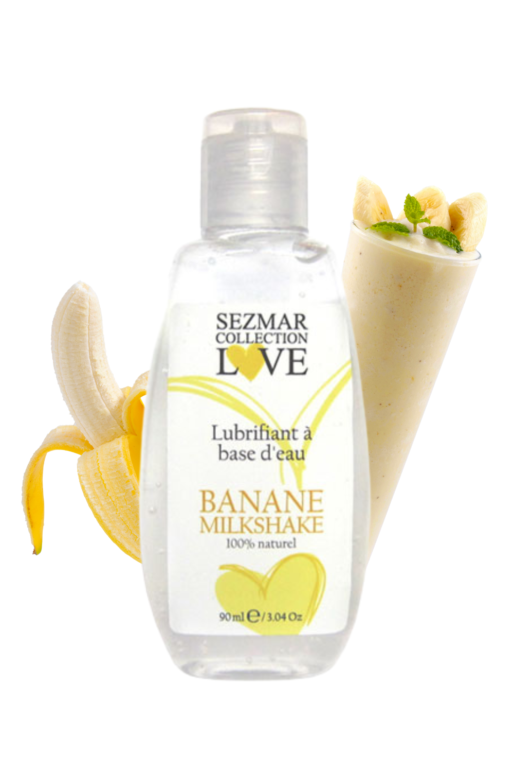Lubrifiant à base d'eau 100% naturel Banane Milkshake 90 ml - Sezmar