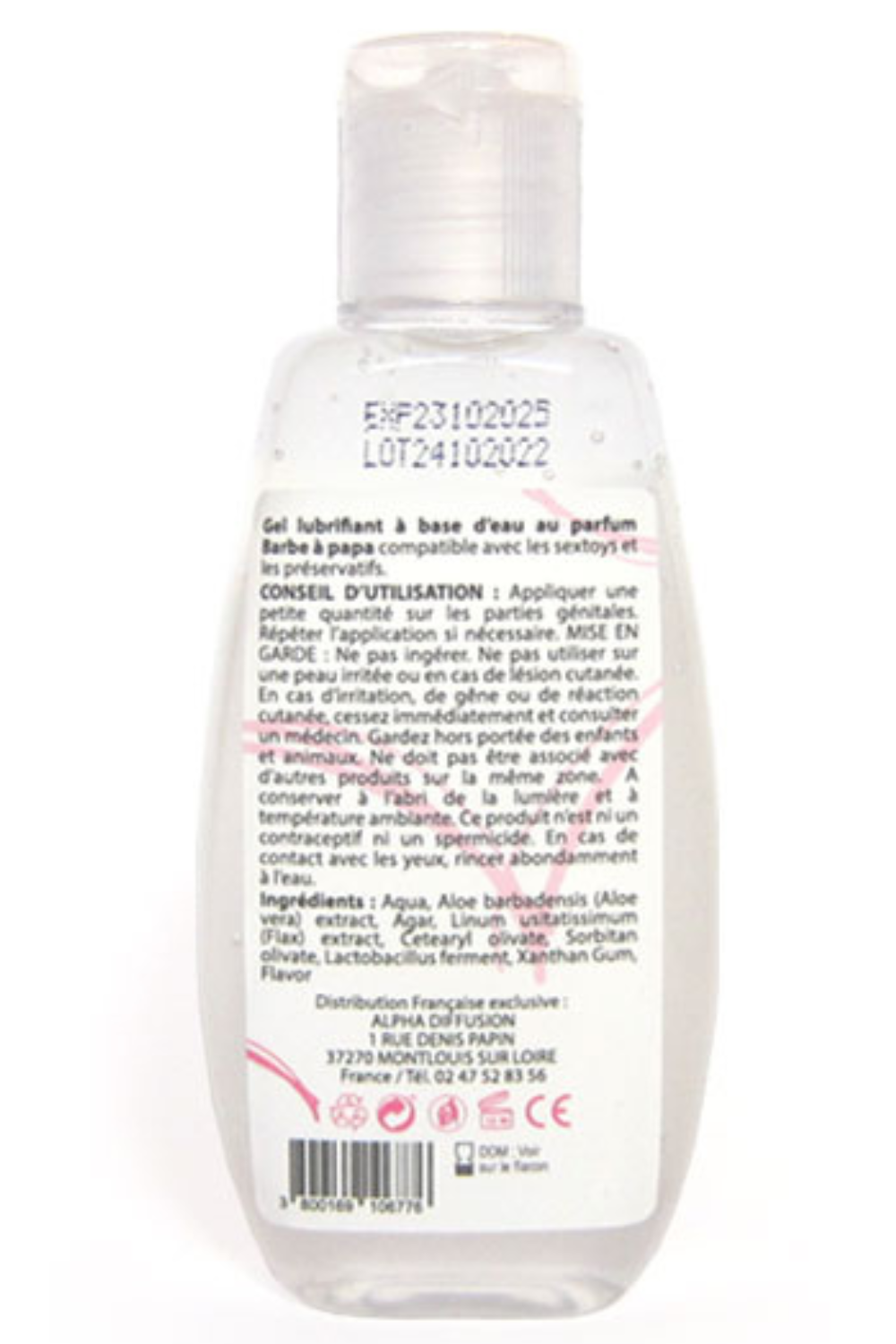 Lubrifiant à base d'eau 100% naturel Barbe à Papa 90 ml - Sezmar