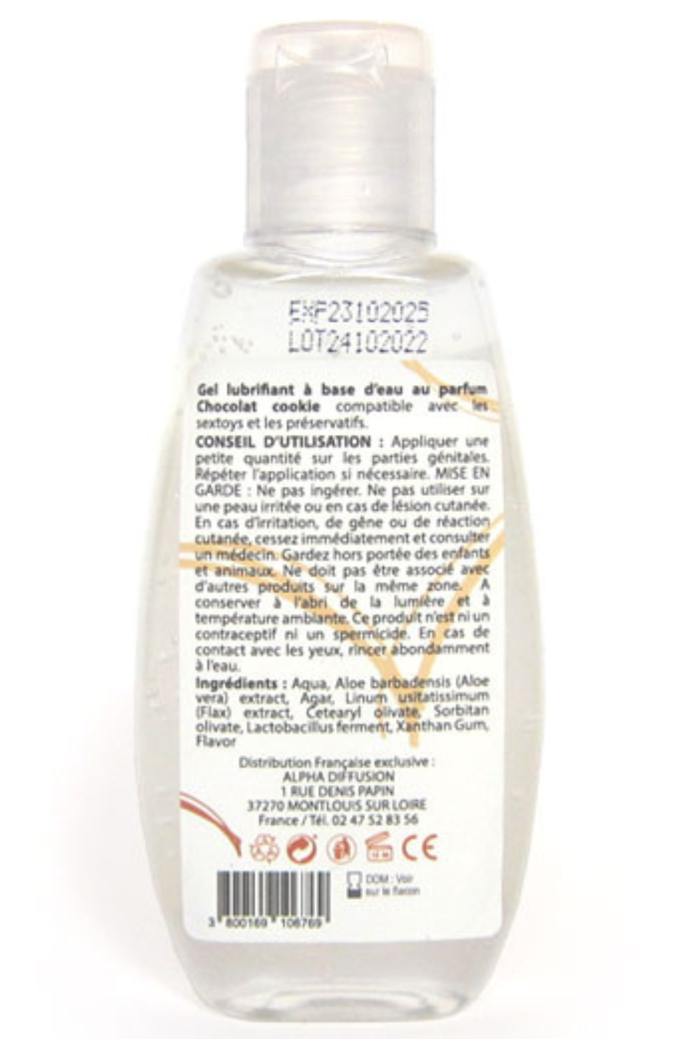 Lubrifiant à base d'eau 100% naturel Chocolat Cookie 90 ml -Sezmar