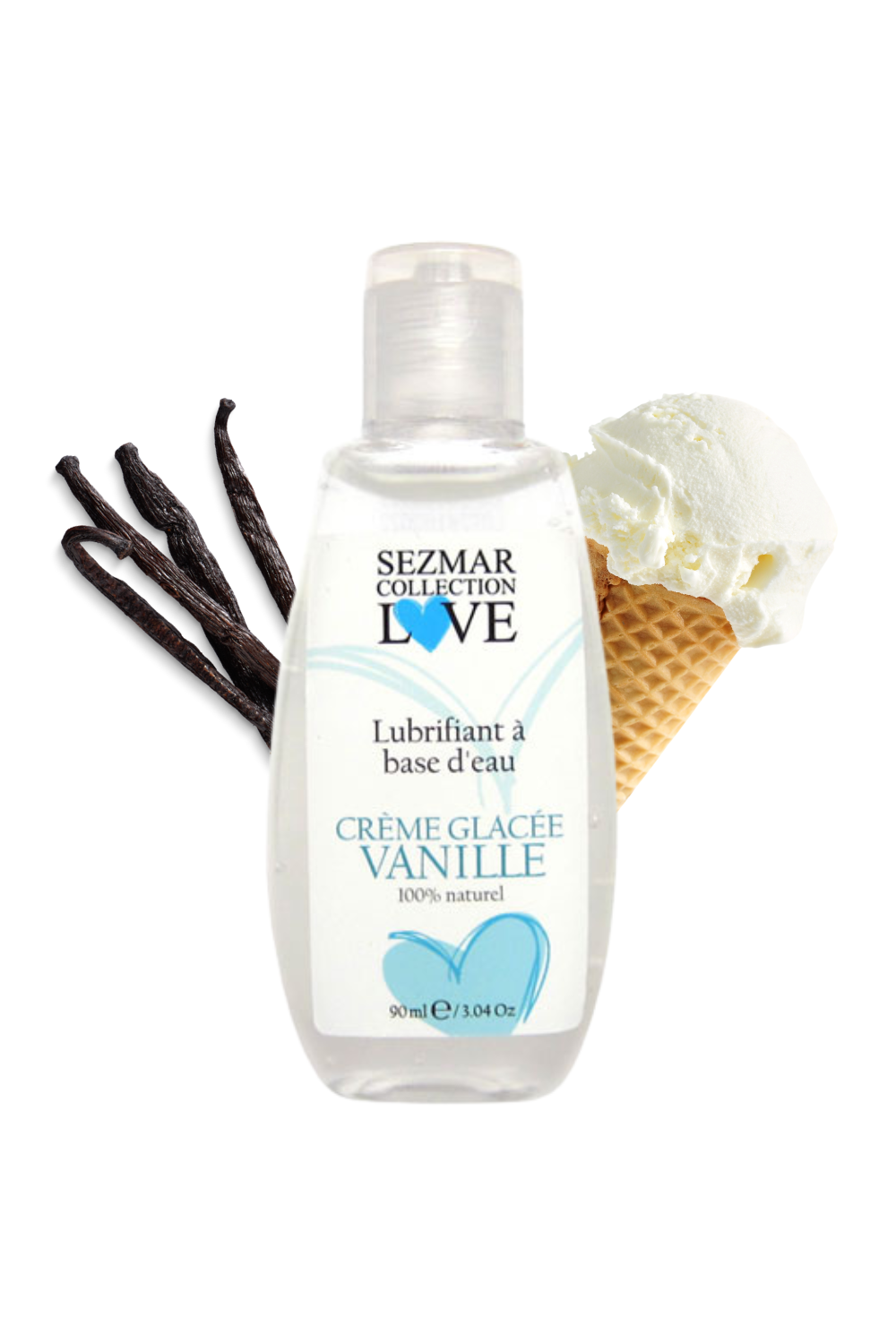 Lubrifiant à base d'eau 100% naturel Crème glacée vanille 90 ml - Sezmar