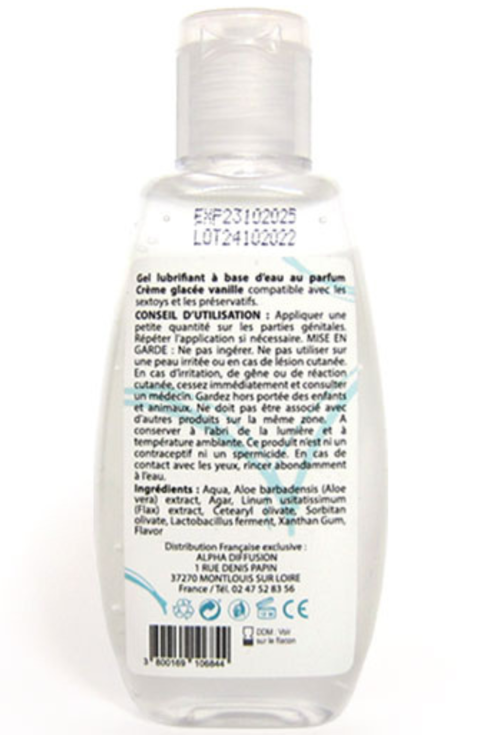 Lubrifiant à base d'eau 100% naturel Crème glacée vanille 90 ml - Sezmar