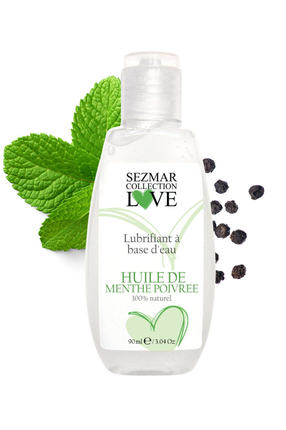 Lubrifiant à base d'eau 100% naturel Menthe poivrée 90 ml - Sezmar