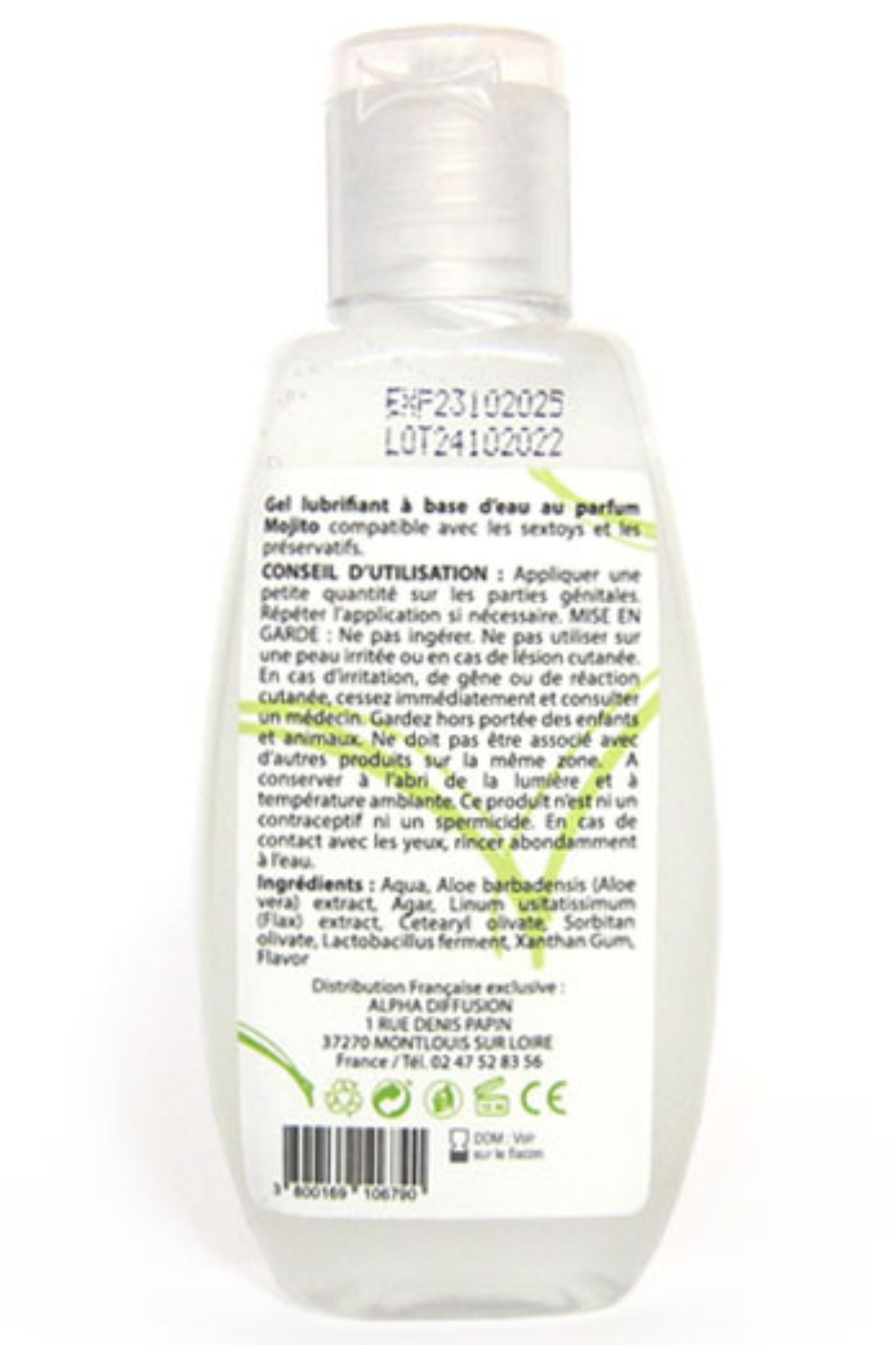 Lubrifiant à base d'eau 100% naturel Mojito 90 ml - Sezmar