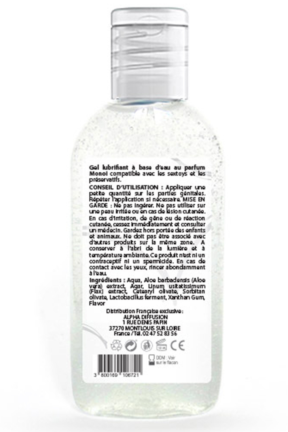Lubrifiant à base d'eau 100% naturel Monoï 90 ml - Sezmar