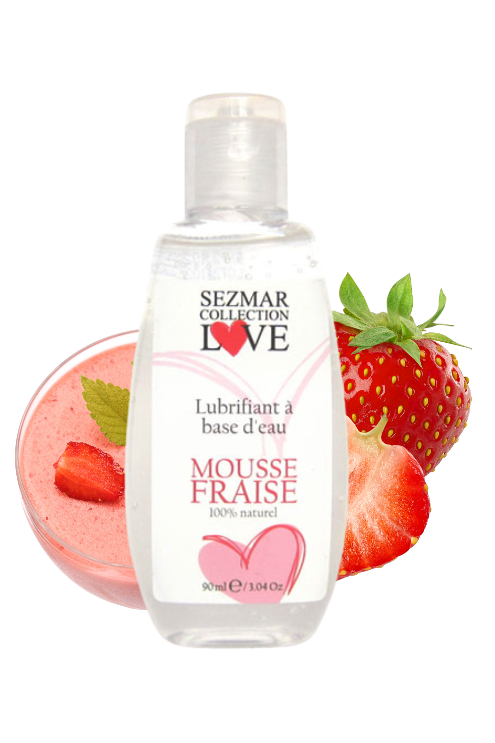 Lubrifiant à base d'eau 100% naturel Mousse fraise 90 ml - Sezmar