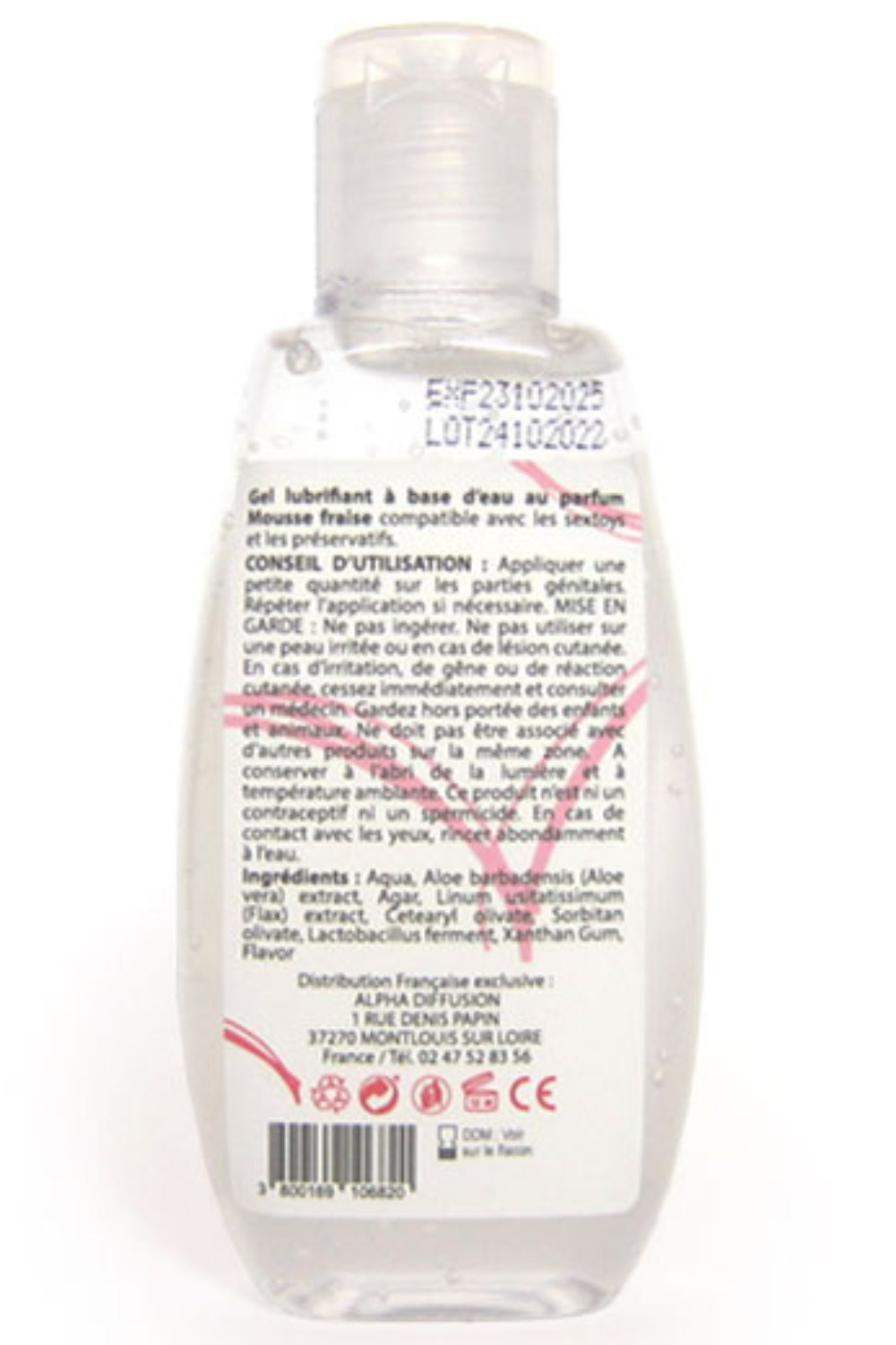 Lubrifiant à base d'eau 100% naturel Mousse fraise 90 ml - Sezmar