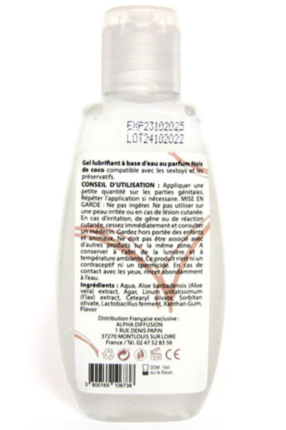 Lubrifiant à base d'eau 100% naturel Noix de Coco 90 ml - Sezmar