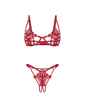 Luise Sublim ensemble ouvert 2 pièces  rouge - Obsessive