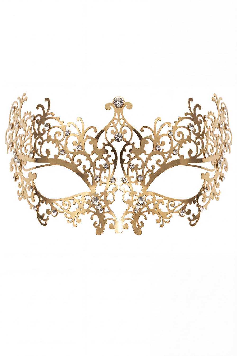 Masque vénitien Chiara rigide doré avec strass - Be Lily Accessories