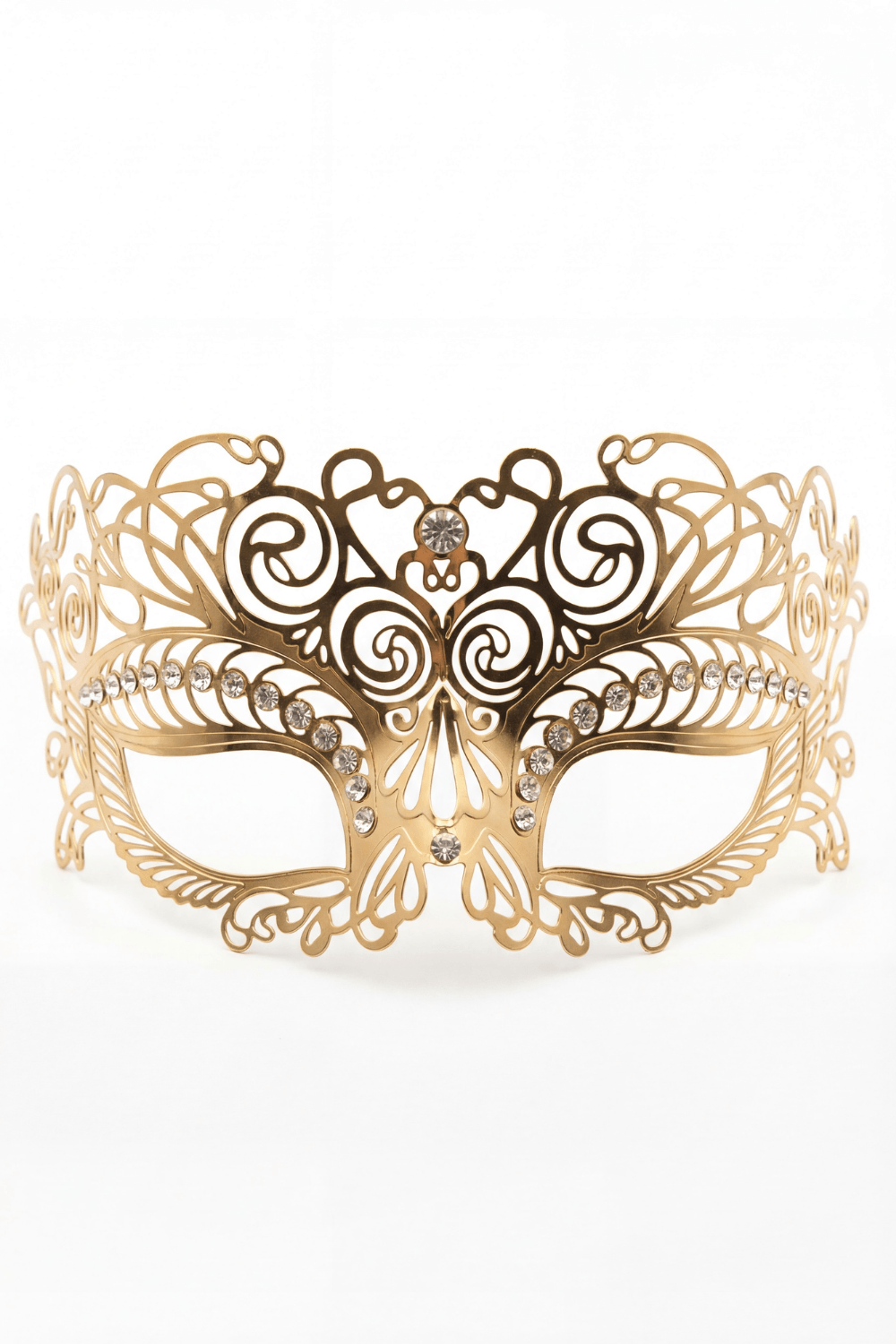 Masque vénitien Giulia rigide doré avec strass - Be Lily Accessories