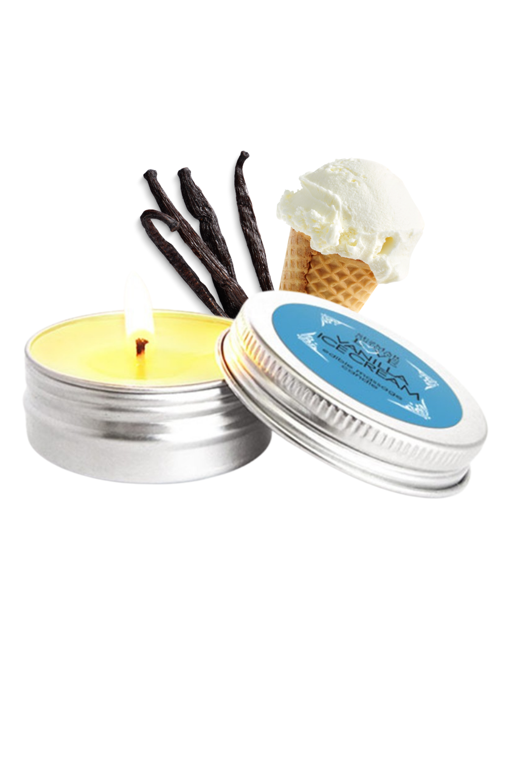 Mini Bougie de massage glace vanille 30ml 100% naturelle - Sezmar