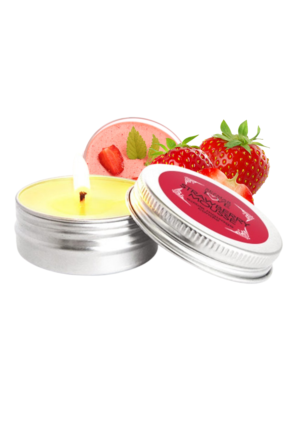Mini Bougie de massage mousse de fraise 30ml 100% naturelle - Sezmar