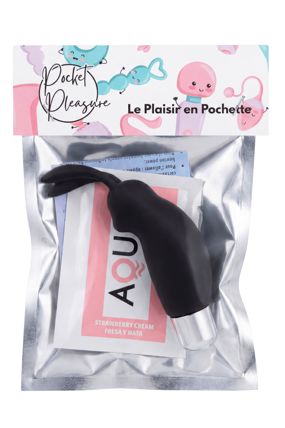 Mini Stimulateur Clitoridien Lapin Noir 1 dosette lubrifiant — Pocket Pleasure