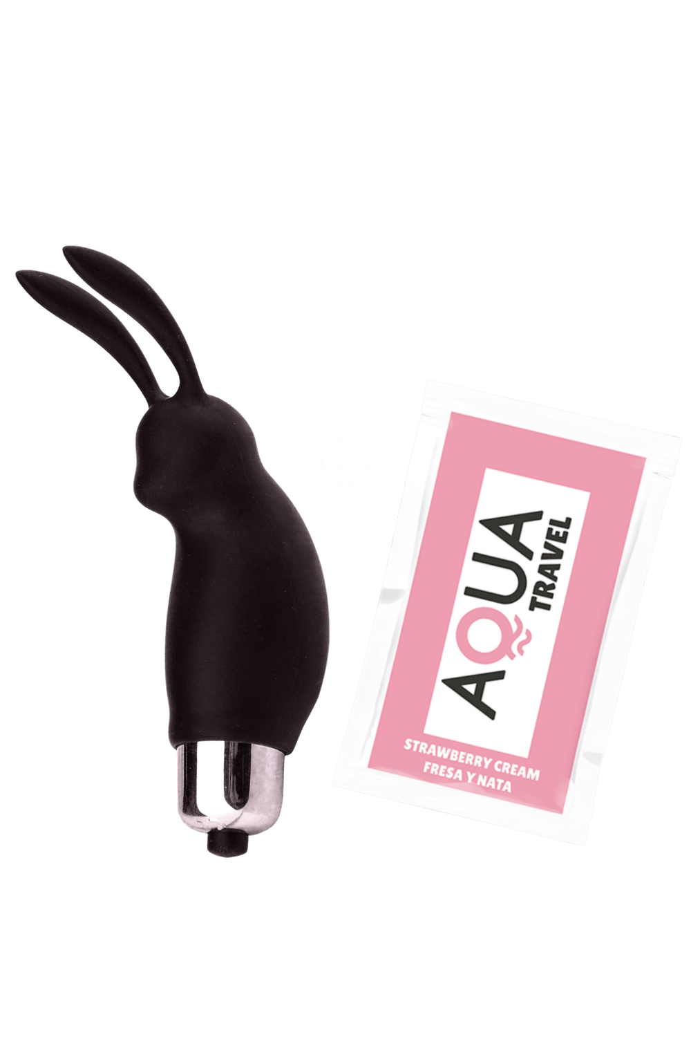 Mini Stimulateur Clitoridien Lapin Noir 1 dosette lubrifiant — Pocket Pleasure