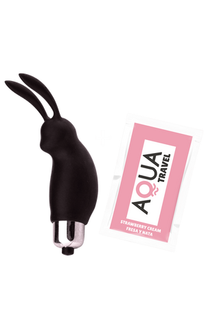 Mini Stimulateur Clitoridien Lapin Noir 1 dosette lubrifiant — Pocket Pleasure