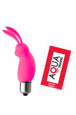 Mini Stimulateur Clitoridien Lapin Rose 1 dosette lubrifiant — Pocket Pleasure