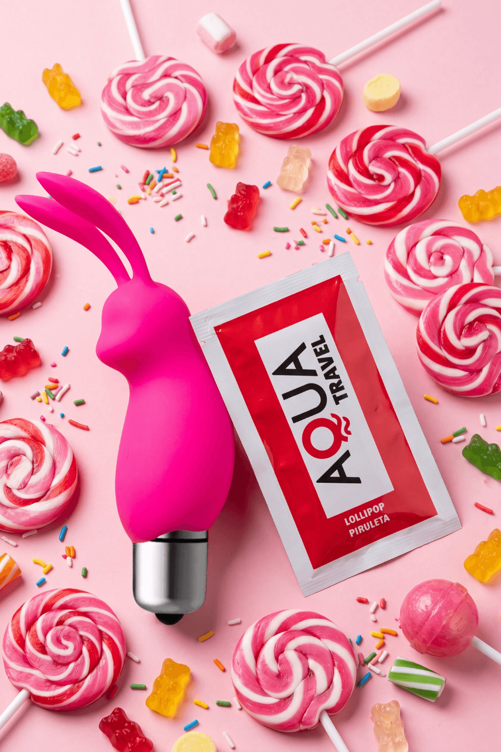 Mini Stimulateur Clitoridien Lapin Rose 1 dosette lubrifiant — Pocket Pleasure