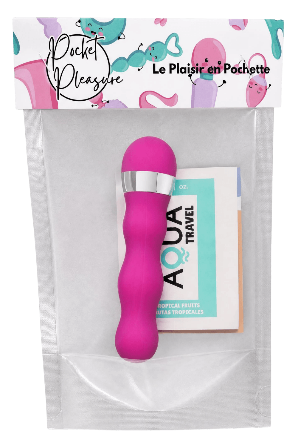 Mini Vibromasseur rose ondulés Pocket Pleasure 1 dosette de lubrifiant - Pocket Pleasure