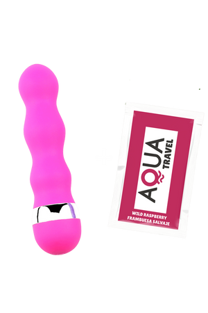 Mini Vibromasseur rose ondulés Pocket Pleasure 1 dosette de lubrifiant - Pocket Pleasure