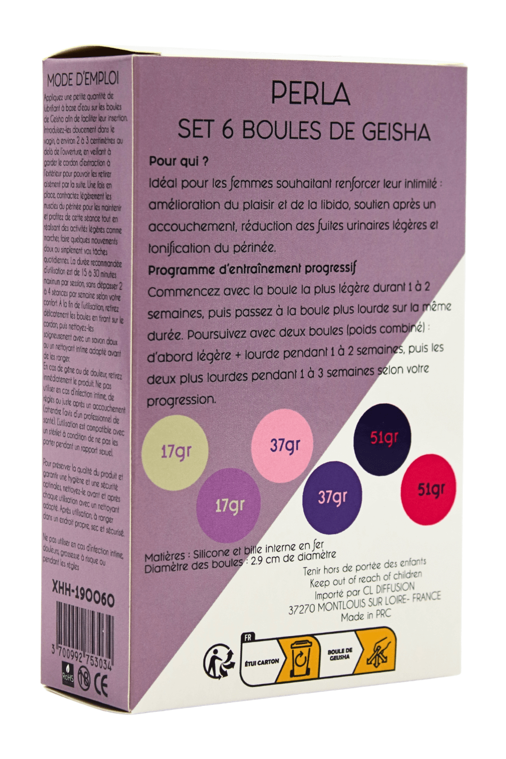 PERLA – Set de 6 Boules de Geisha Progressives - Coeur Ardent