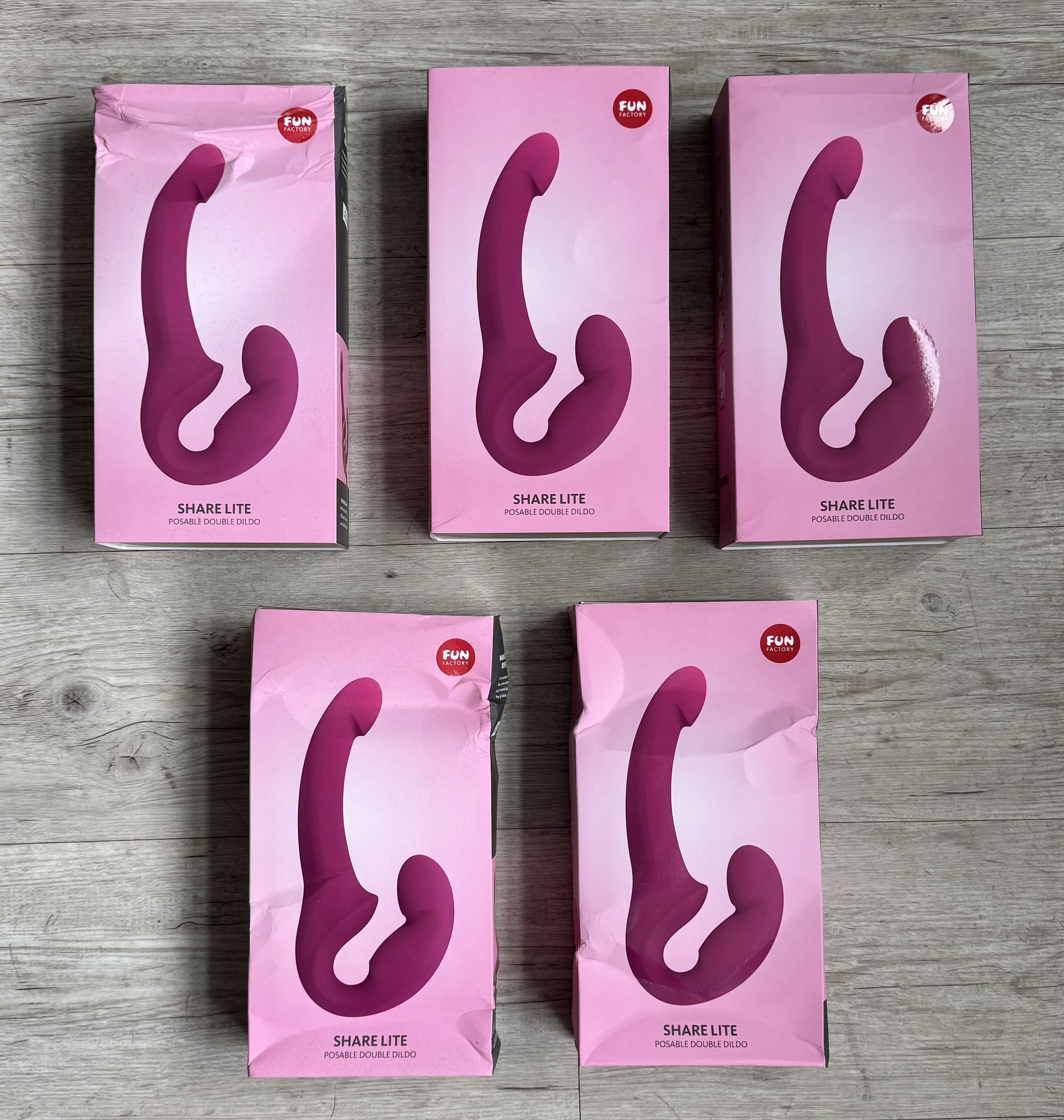 Pack 5 Share Lite - Gode à double extrémité - Rose Packaging abimé - Fun Factory